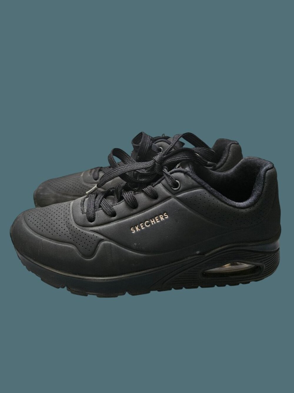 Skechers Black Street Uno Stand on Air "Wedge Fit" Sneakers Women Size 9 - Picture 2 of 14